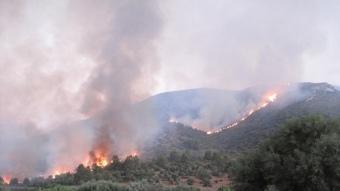 Vista de l'incendi que ha cremat prop de 400 hectàrees a Artà CAIB / EUROPA PRESS