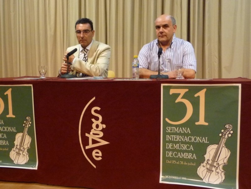 Josep Maria Mas i Vicent Campos presenten la setmana a l'SGAE de València. ESCORCOLL