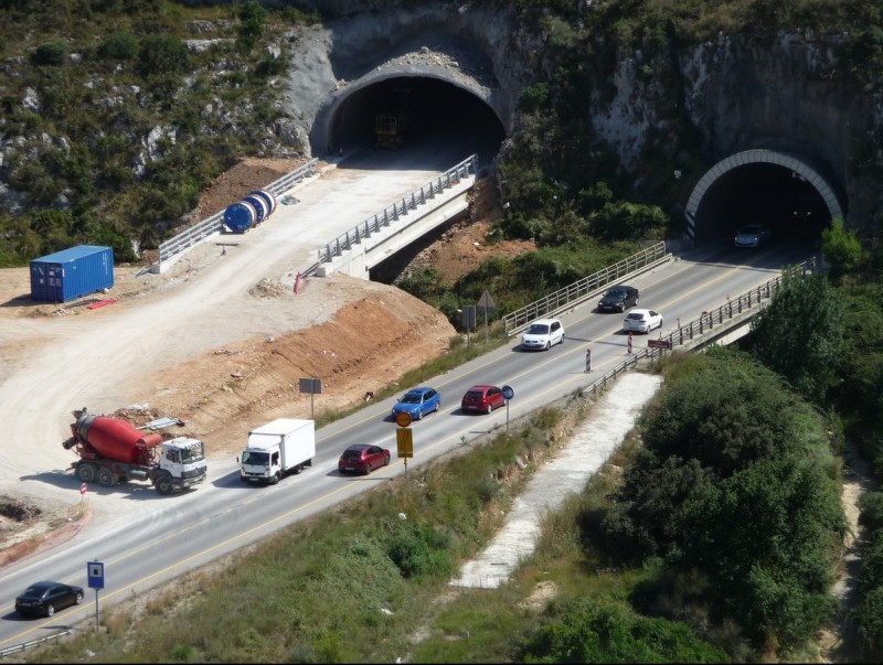 Imatge del tram del túnel d'Olèrdola de la C-15. Els tractors hi circularan mentre no hi hagi via de servei A.M
