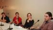 Janer, Pascual i Perpinyà amb la moderadora del debat que es va fer ahir a la Farinera Teixidor MANEL LLADÓ