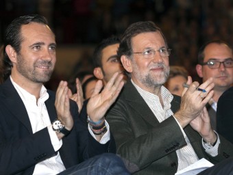 José Ramón Bauzà, president balear, i Mariano Rajoy, anit al míting a Palma EFE