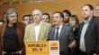 Els membres de la candidatura ERC-Rcat-Catalunya Sí la nit electoral JOSEP LOSADA
