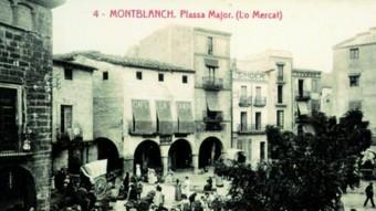 Una imatge històrica del mercat de Montblanc, i la portada de l'Agenda del Pagès 2012 EL PUNT AVUI