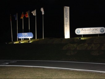 L'entrada del complex d'aigües de Montbrió del Camp on ahir va perdre la vida una nena ACN