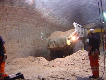 Interior de la mina de Súria , propietat de l'empresa Iberpotash, que actualment forma part de la multinacional Israel Chemicals Limited ARXIU