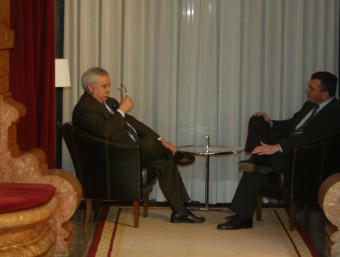 L'exalcalde de Reus, Lluís Miquel Pérez, i l'aleshores portaveu de l'oposició i actual alcalde, Carles Pellicer ARXIU