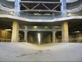 Vista de l'estructura subterrània de l'estació intermodal de Girona, en una imatge recent ADIF