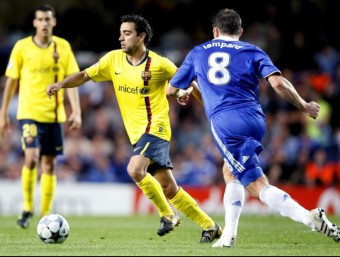 Xavi en el darrer partit del Barça a Stamford Bridge. EFE