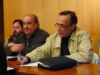 Xavier Vilamitjana, a l'extrem esquerra de la imatge, amb Esteve Callís i Pere Espinet. NURI FORNS