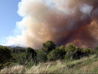 Una vintena de dotacions dels Bombers de la Generalitat treballen en l'incendi forestal de Castellet i la Gornal ACN