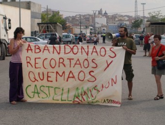 Protesta dels ecologistes davant del punt avançat de coordinació. ESCORCOLL