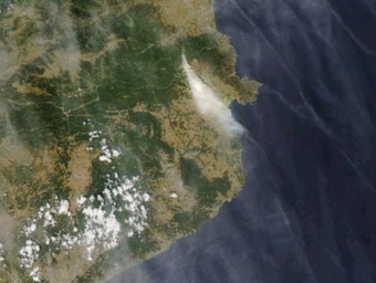 Imatge de satèl·lit de l'incendi de la Jonquera NASA