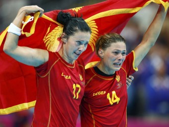 Jugadores de Montenegro celebren el subcampionat olímpic EL 9