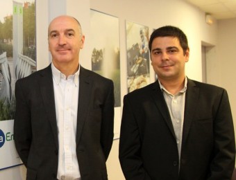 Joan Maria Cassany i el gerent d'Icnita, Carles Hereu, en un despatx a la seu de l'empresa, a Riudellots de la Selva  JOAN SABATER