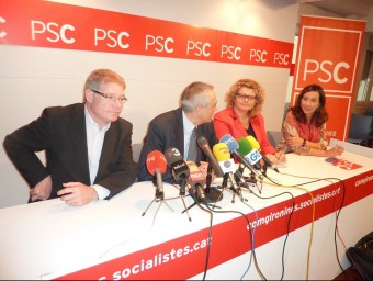 Fernández, Navarro i Geli,  en una roda de premsa celebrada fa un temps a la seu del PSC de Girona