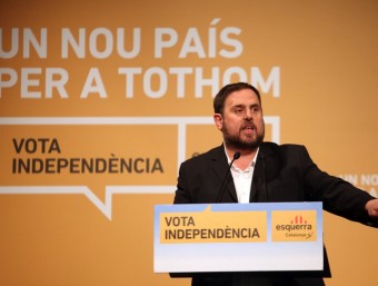 El líder d'ERC, Oriol Junqueras, en un míting celebrat a Vilanova i la Geltrú JUANMA RAMOS