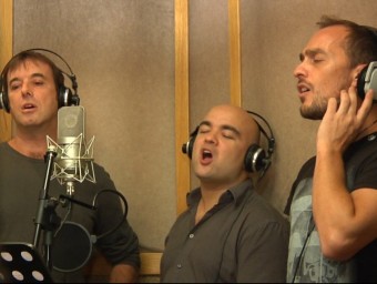 Glaucs & Menaix a Truà, Miguel Bosé i Loquillo, en la gravació del disc TV3