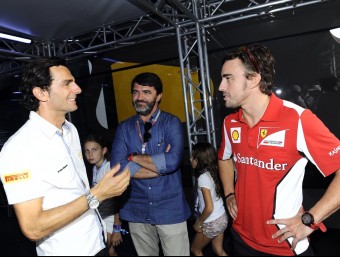 Pedro de la Rosa amb Fernando Alonso al GP d'Itàlia de l'any passat RV RACING PRESS