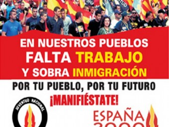 Cartell que convoca la manifestació d'España 2000. ACN