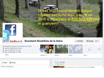 La plana principal de Facebook del grup Sometent Riudellots de la Selva. EL PUNT
