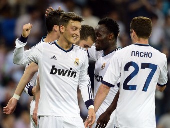 Els jugadors del Madrid celebren un gol ahir contra el Màlaga AFP