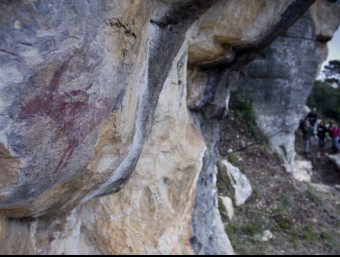 Pintura rupestre que representa la figura d'un animal, I que es troba al jaciment del Mas d'en Llort. JOSÉ CARLOS LEÓN