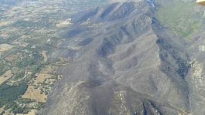 Imatge aèria de la zona cremada per l'incendi declarat entre Artà i Capdepera, a Mallorca ACN