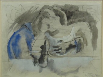 ‘Cafè' (1932) és un dels dibuixos de Josep Miquel Serrano que s'han inclòs en la retrospectiva GALERIA FRANCESC MESTRE