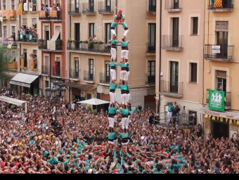 L'impressionant 4 de 9 net que els Castellers de Vilafranca van descarregar ahira Tarragona ELISABETH MAGRE