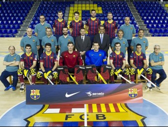La plantilla del Barça, amb el nou president, Josep Maria Bartomeu FC BARCELONA
