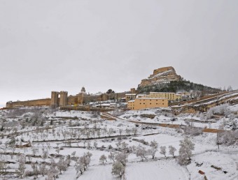 Vista de Morella nevada a data de hui. EL PUNT AVUI