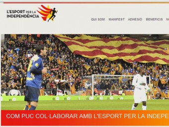 Imatge de portada del lloc web www.esportindependencia.cat, on es pot adherir-se a la campanya l'Esport per la Independència INTERNET