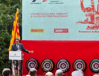 Artur Mas, en un moment de la seva intervenció en la presentació del Gran Premi de F-1, ahir al Palau de Pedralbes MIQUEL ROVIRA