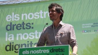 El candidat d'ICV-EUiA a les europees, Ernest Urtasun, ahir a El Prat ACN