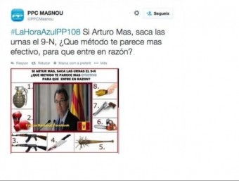 La piulada que el PP del Masnou va penjar dissabte al vespre, i que va retirar hores després EL PUNT AVUI