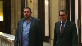 Oriol Junqueras i Artur Mas aquest dijous al Parlament EFE