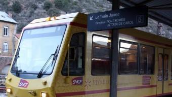 Imatge del Tren Groc a l'estació de Vilafranca de Conflent ACN