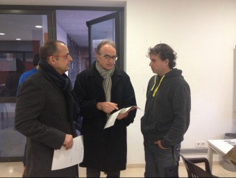 Marc Vidal, diputat d'ICV-EUiA per Girona, al centra juntament amb David Comas, esquerra, i Sixte Galià EL PUNT