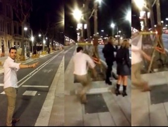 Diversos fotogrames de la gravació de l'agressió , feta amb un mòbil d'un amic de l'agressor EL PUNT AVUI