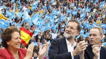 Míting central del PP a València en les eleccions espanyoles del 2011, amb Barberá, Rajoy i Fabra a la plaça de bous AGÈNCIES