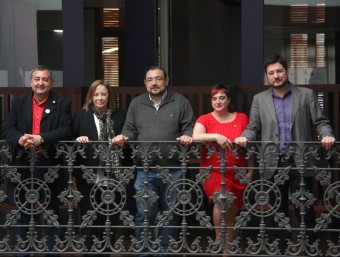 García, Sanz, Cerdà,Peris i Blanco en la presentació de la coalició. ACN