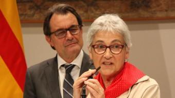 La presidenta d'Òmnium Cultural, Muriel Casals, al Palau de la Generalitat