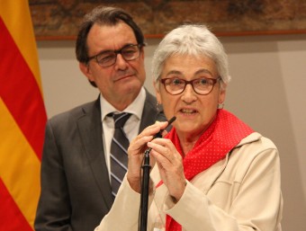 La presidenta d'Òmnium Cultural, Muriel Casals, al Palau de la Generalitat