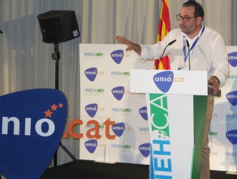 El secretari general d'Unió, Ramon Espadaler, durant un moment de la convenció programàtica que el partit celebra a Caldes de Malavella ACN