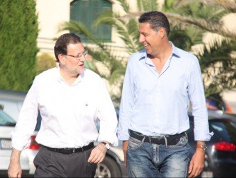 Xavier García Albiol i Mariano Rajoy, arribant a l'Hotel Jaime I de Castelldefels ACN
