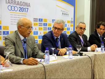 Amar Addadi, president del CIJM; Josep Fèlix Ballesteros i Alejandro Blanco (COE) ACN