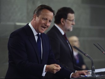 David Cameron i Mariano Rajoy, ahir, durant una roda de premsa a La Moncloa AFP