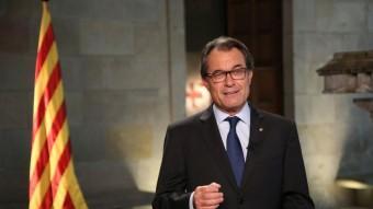 El president de la Generalitat, Artur Mas, pronunciant el discurs institucional de la Diada JORDI BEDMAR