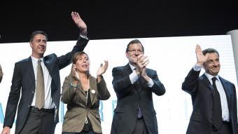Albiol, Camacho, Rajoy i Sarkozy ahir en el míting final del PP JOSEP LOSADA