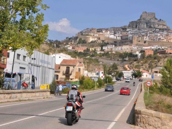 Arribada de motoristes a la vila de Morella amb motiu del Gran Premi d'Aragó. CEDIDA